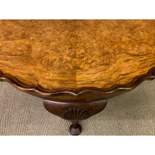 Large Round Burr Walnut Coffee Table, 1920s For Sale - Image 4 of 6