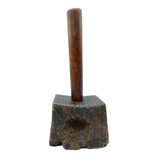 Early 19th-C English Wooden Mallet – Square Base For Sale