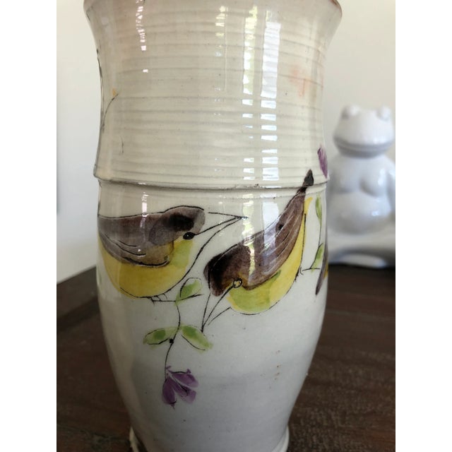 Late 20th Century Vintage Handcrafted French Pottery Vase-Signed For Sale - Image 5 of 10