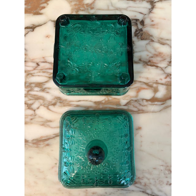 Glass Vintage Indiana Glass Tiara Exclusive Spruce Bee Box in Original Box For Sale - Image 7 of 12