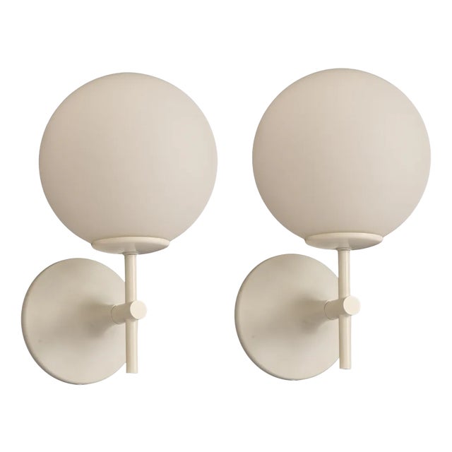 Opal Glass Wall Light Sconces from Temde, Switzerland, 1960s, Set of 2 For Sale