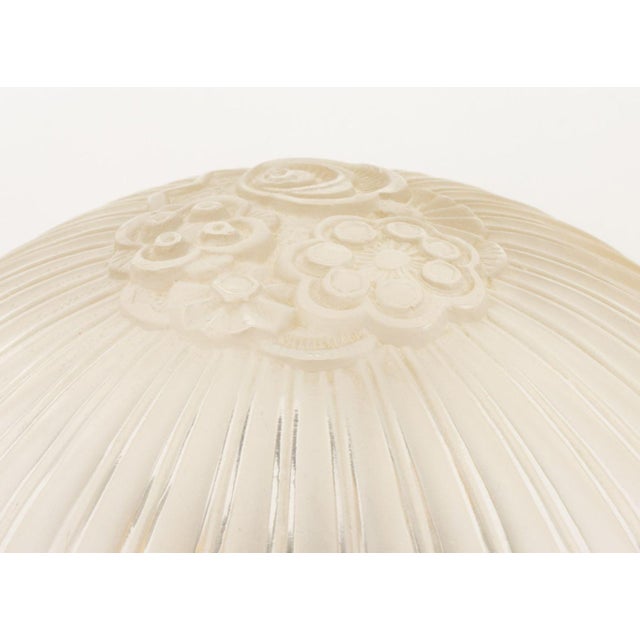 Art Deco Signed Frosted Glass and Brass Table Lamp For Sale - Image 9 of 9