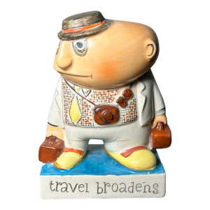 Vintage 1950’s Ucagco Travel Broadens Man With Luggage Ceramic Novelty Figurine Made in Japan