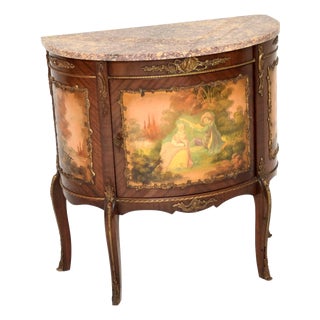 Antique French Marble Top Cabinet, 1930s For Sale