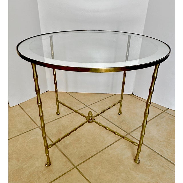 Baguès Bagues French Bronze Faux Bamboo Round Side Table For Sale - Image 4 of 12
