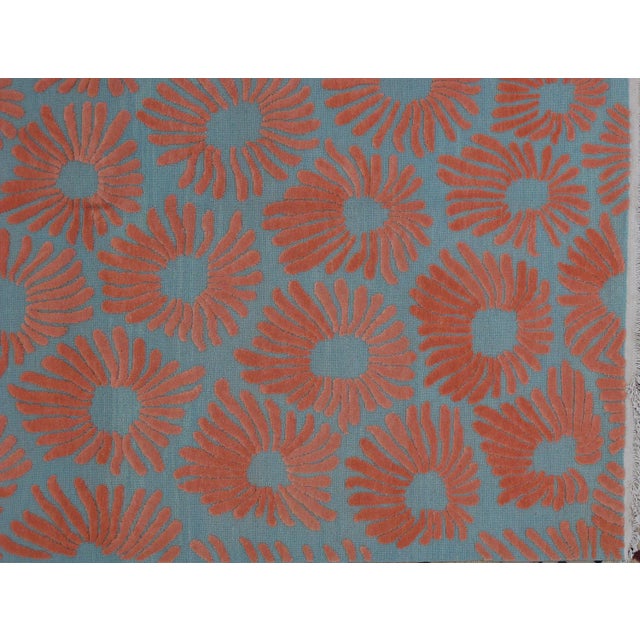 Soumak Design Hand Woven Blue & Orange Wool Rug 6' X 9' Chairish