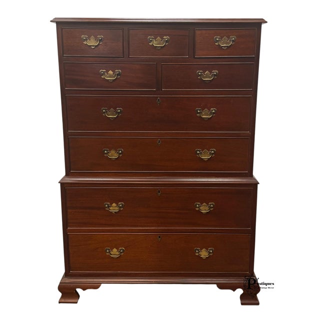 Vintage Chippendale Style Chest on Chest of Drawers by Craftique featuring High Quality Solid Mahogany Construction, Nine...