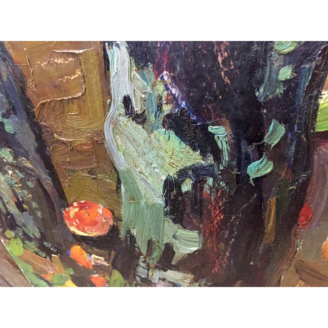 1970s Oil Painting Mushroom Glade Moses Faybovich Gantman For Sale - Image 9 of 10