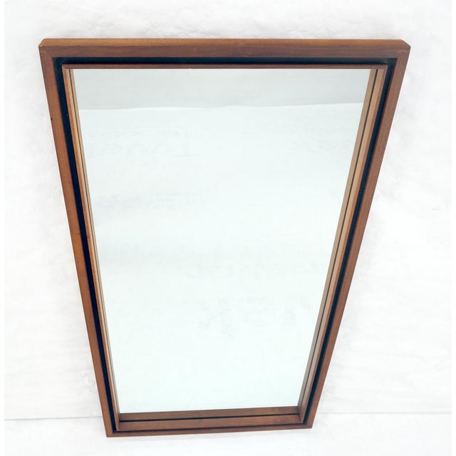 Mid-Century Modern Mid Century Modern c1970s Oiled Walnut 25x46 Rectangle Wall Mirror Mint For Sale - Image 3 of 8