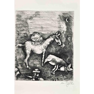 Marc Chagall, The Two Mules, 1952, Etching by Marc Chagall For Sale
