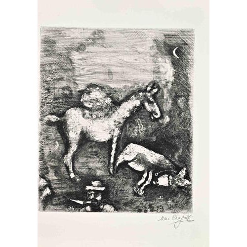 Marc Chagall, The Two Mules, 1952, Etching by Marc Chagall For Sale