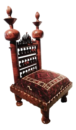 1900s Old Punjabi Indian Wedding Chair 44" H