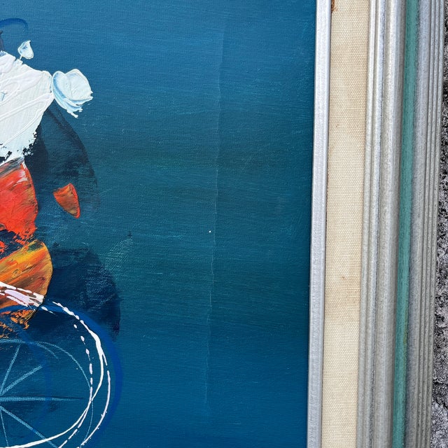 Post Modern Abstract Wall Art Painting Framed and Signed by the Artist. Circa 1980s For Sale - Image 9 of 17