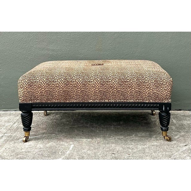 Vintage Kravet Tufted Leopard Ottoman For Sale - Image 10 of 12