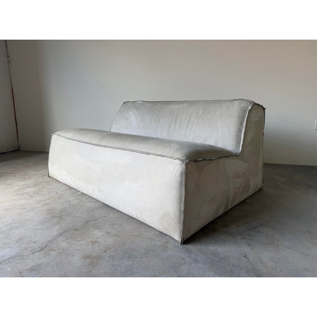 Contemporary Paola Navone for Baxter “Miami Soft” Italian Leather Loveseat Sofa For Sale - Image 3 of 16