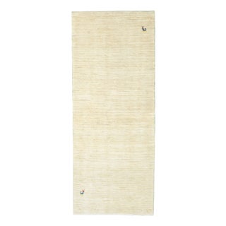 Modern Hand-Knotted Gabbeh Rug in Beige For Sale
