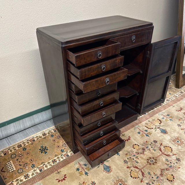 Dark Burl Wood Collectors Cabinet, 19th Century Style For Sale - Image 4 of 12
