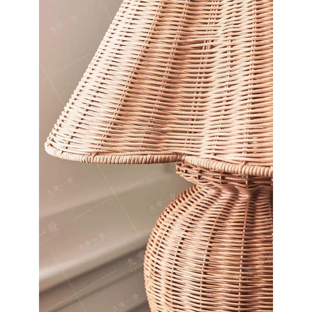 Rattan Vase-Shaped Handmade Table Lamp For Sale - Image 4 of 5