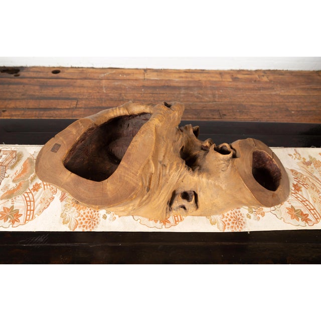 Tan Rustic Japanese Meiji Period Freeform Hibachi with Design, circa 1880 For Sale - Image 8 of 9