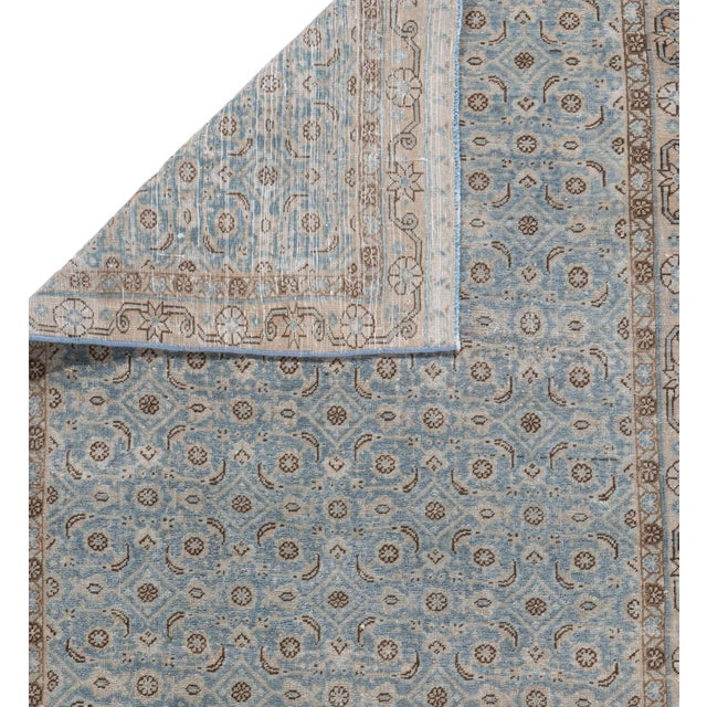 Antique 1910 Blue Tabriz Runner - 3ft 3in X 15ft 8in For Sale - Image 10 of 12