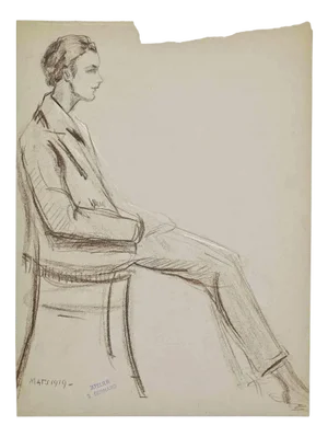 Joseph Bernard, Portrait, Pastel Drawing, 1919