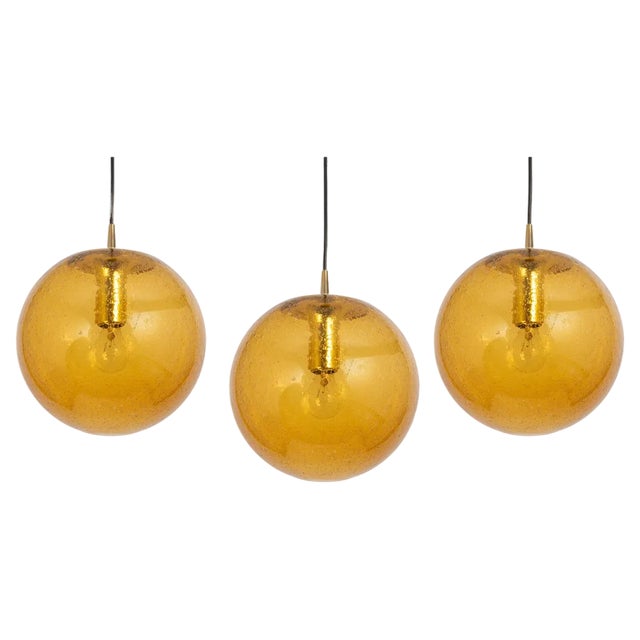 Large Glass Pendant Light attributed to Peill & Putzler, Germany, 1970s For Sale