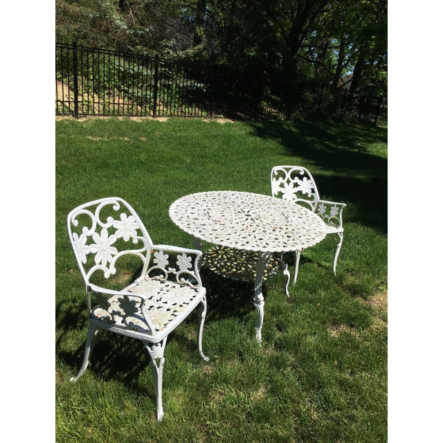 Metal 1950’s Floral Patio Furniture-Set of 3 For Sale - Image 7 of 12