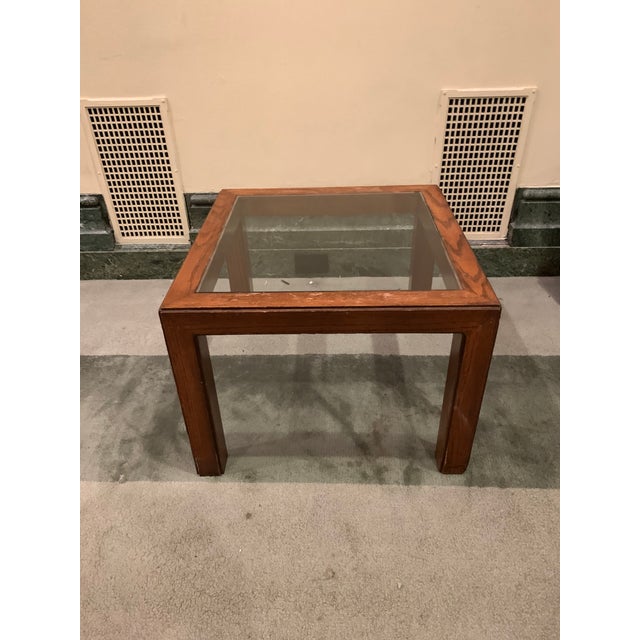 Glass Top Wood Side Table Chairish