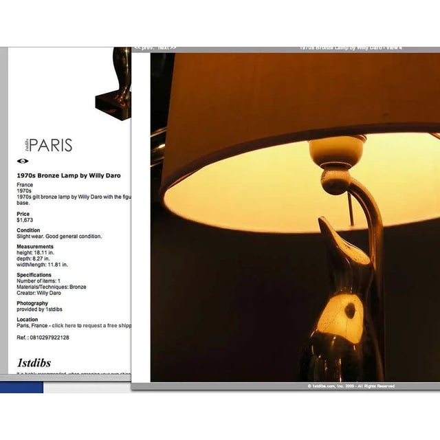 Metal Vintage 1970s Brass Penguin Lamp Attributed to Willy Daro For Sale - Image 7 of 13