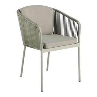 Modern Tan Rattan Armchair For Sale