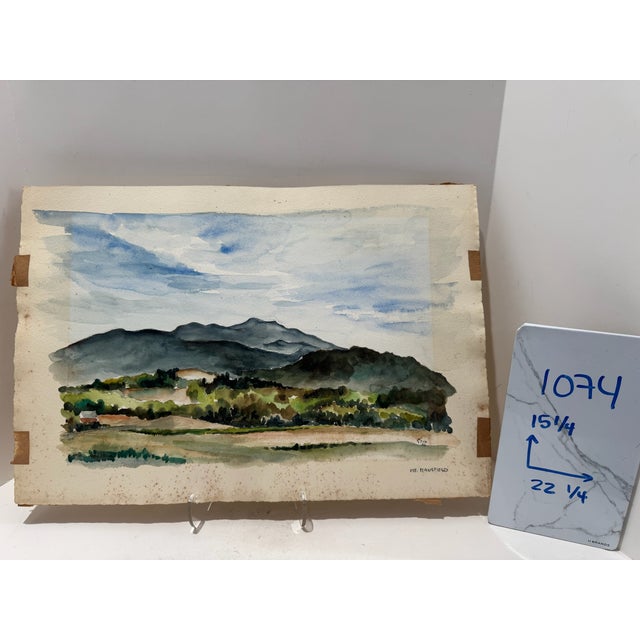 Paper Enry Emil Salloch Original Watercolor on Paper Mt. Mansfield 1946. For Sale - Image 7 of 7