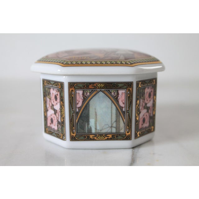 Vintage Goebel Artis Orbis Mucha 'Night's Rest' Miniature Vase & Trinket Box German Goebel Collection For Sale - Image 11 of 15