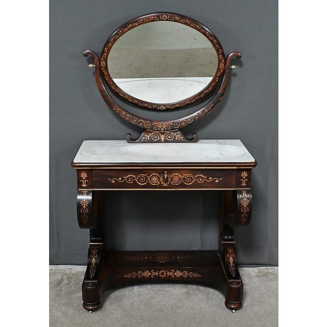 Traditional Charles X Marquetry Dressing Table, Early 19th Century For Sale - Image 3 of 18