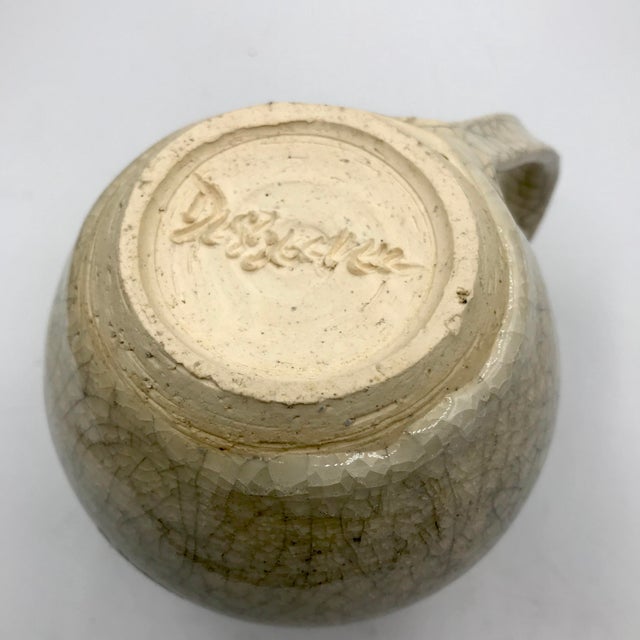 Mid 20th Century Mid 20th Century Crackle Glaze Signed Studio Pottery Coffee Creamer For Sale - Image 5 of 5