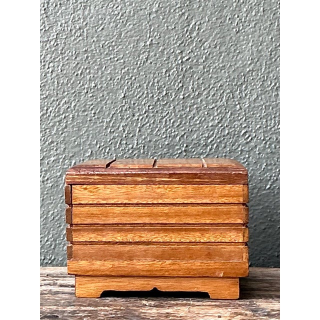 Late 20th Century Vintage Rustic Wood Storage Box For Sale - Image 5 of 16