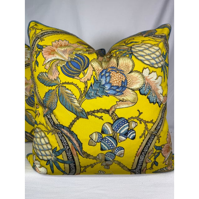Pierre Frey Pierre Frey “A La Table Du Roi” in Canari 24” Pillows-a Pair For Sale - Image 4 of 4