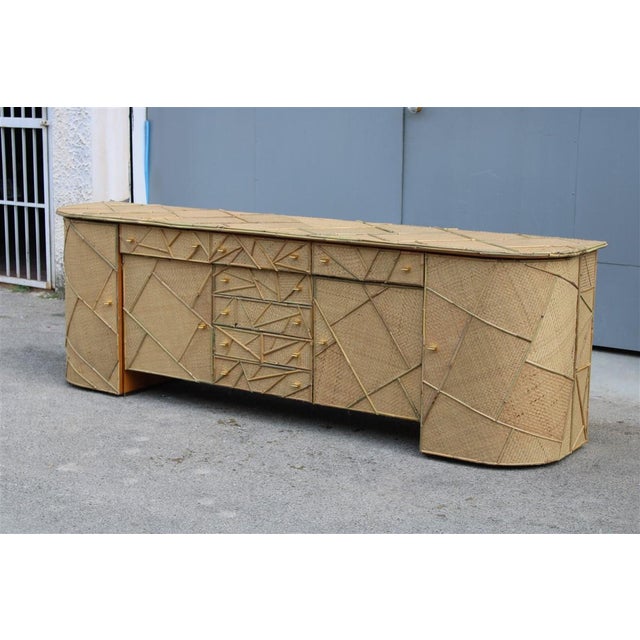 Large Vintage Low Bamboo Sideboard, Italy, 1970s For Sale - Image 15 of 18