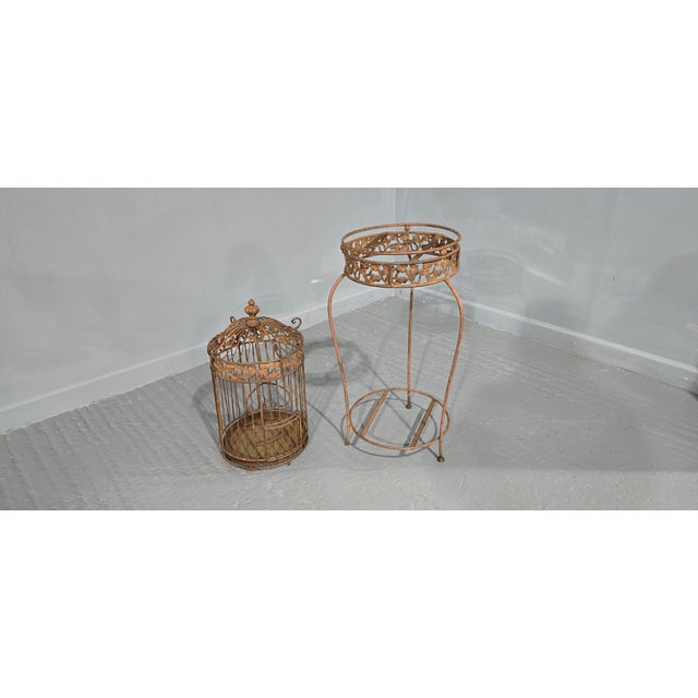 Victorian Cast Iron Bird Cage on Stand, 1880s For Sale - Image 3 of 8