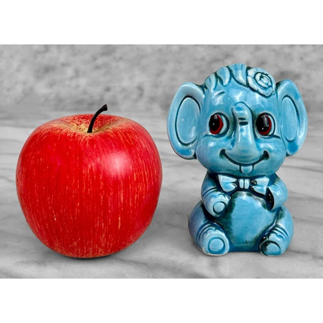 Vintage Japanese Porcelain Blue Elephant Salt & Pepper Shakers, A Pair, c. 1970's - Pairs Nicely with Many Eclectic...