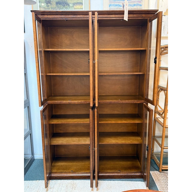English Crate & Barrel Glass Display Shelving Cabinet For Sale - Image 3 of 13