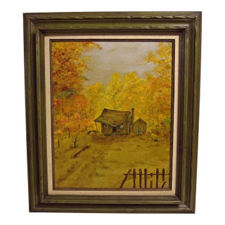 Bill Hager Vintage Painting on Board Old House Landscape For Sale