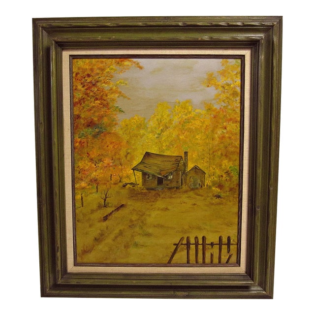 Bill Hager Vintage Painting on Board Old House Landscape For Sale