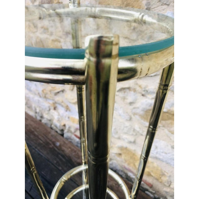 Faux Bamboo Brass and Glass Side Table, 1950s For Sale - Image 6 of 18