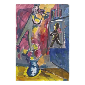 1968 Jacques Endzel Cello Player & Easel Watercolor