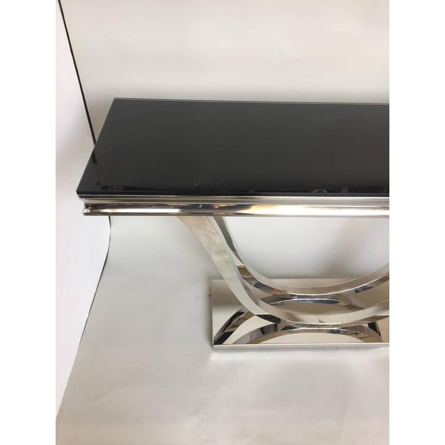 Modern Chrome & Black Glass Console Table Chairish