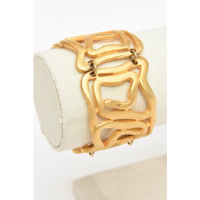 Gold Vintage Gold Plated Sculptural Abstract Collar Necklace and Cuff Bracelet Set, Pair Of For Sale - Image 8 of 10