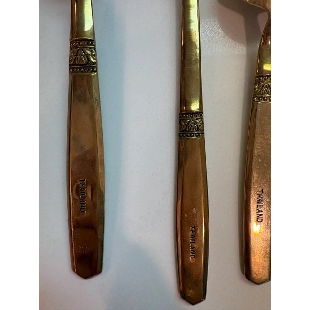 Mid 20th Century Complete Set 12 Person Vintage Thai Bronzeware & Teak Case – 144 Pieces For Sale - Image 10 of 17