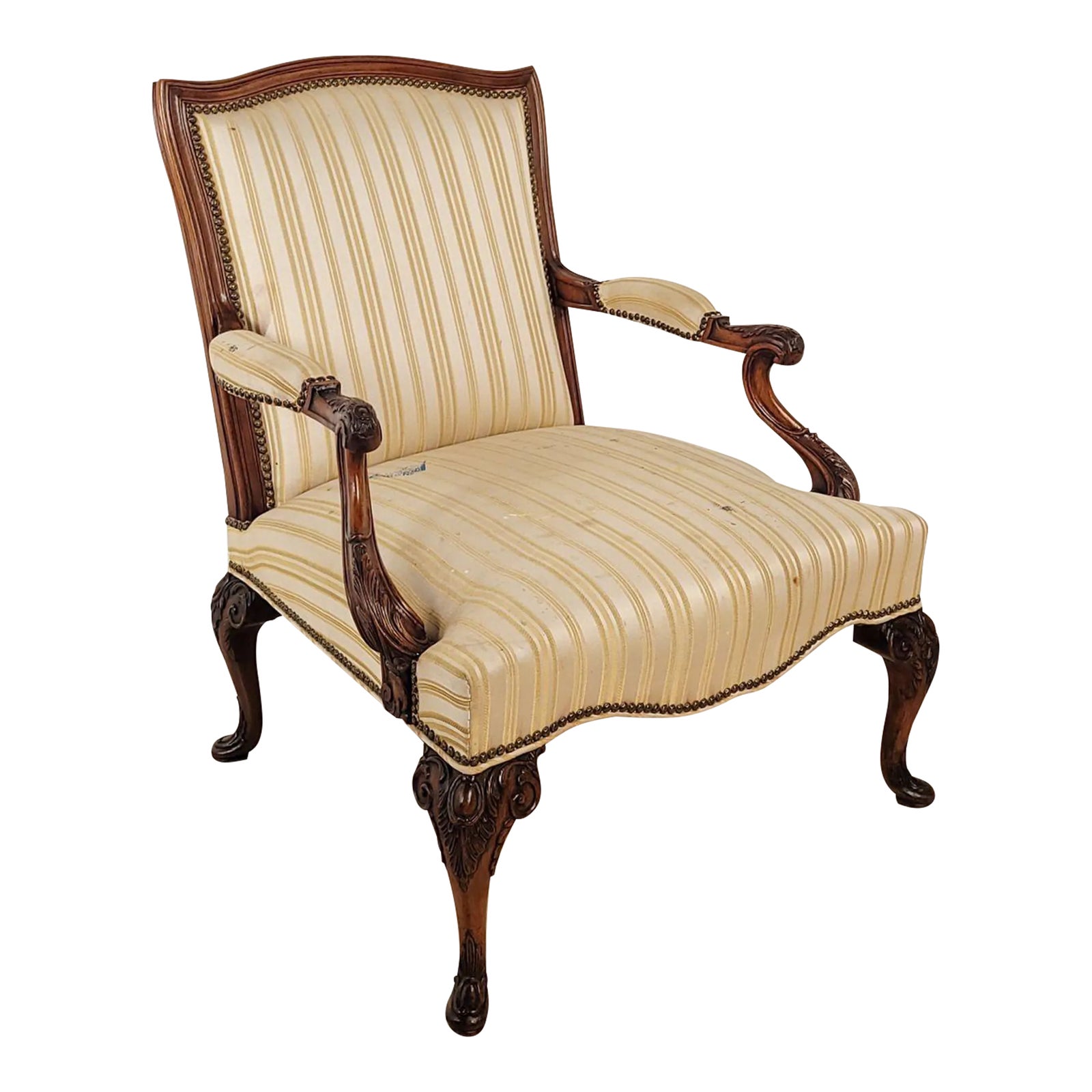 French Open Armchair in the Louis XIV Style, 19th Century Chairish
