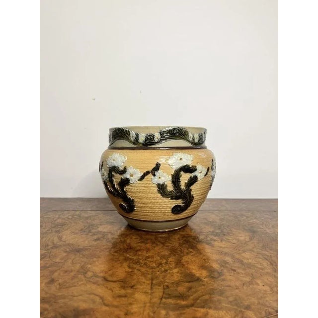 Antique Victorian Jardiniere from Doulton Lambeth, 1880 For Sale - Image 6 of 6