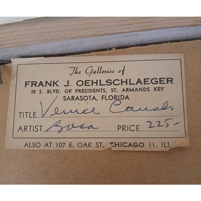 Luigi Bosa Sepia Ink Drawing Venetian Gondolas 1961 For Sale - Image 9 of 9